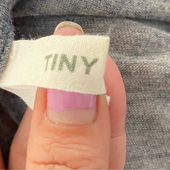 TINY gray white open waterfall hi low raw hem cardigan - Picture 8 of 10